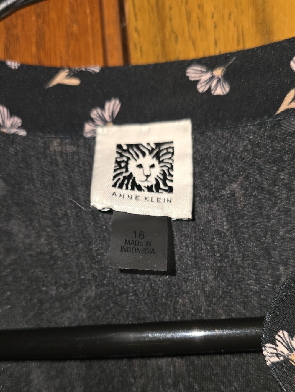 Anne Klein Black Midi Dress with Pink Floral Print - Picture 2 of 3